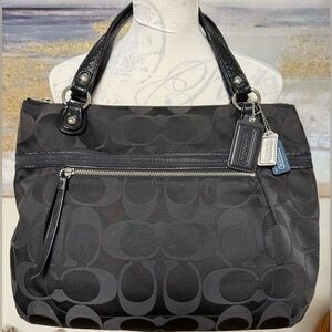 COACH Large Signature Black Tote Shoulder Bag A1220-18988 with Storage Bag